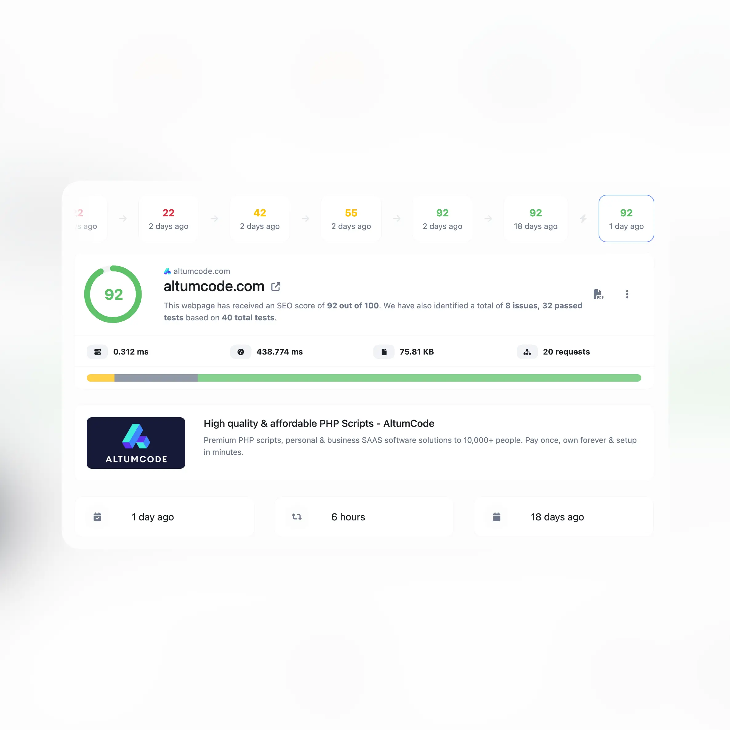 Captura de tela do recurso de rastreamento do histórico de auditoria do aplicativo